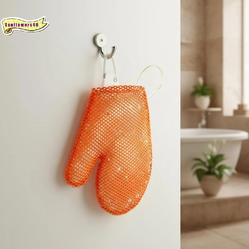 Honeycomb Exfoliating Shower Finger Caps Body Scrub Cleansing Bath Mitt Breathable Odorless Skin Care Tool Multi-Color 1PC