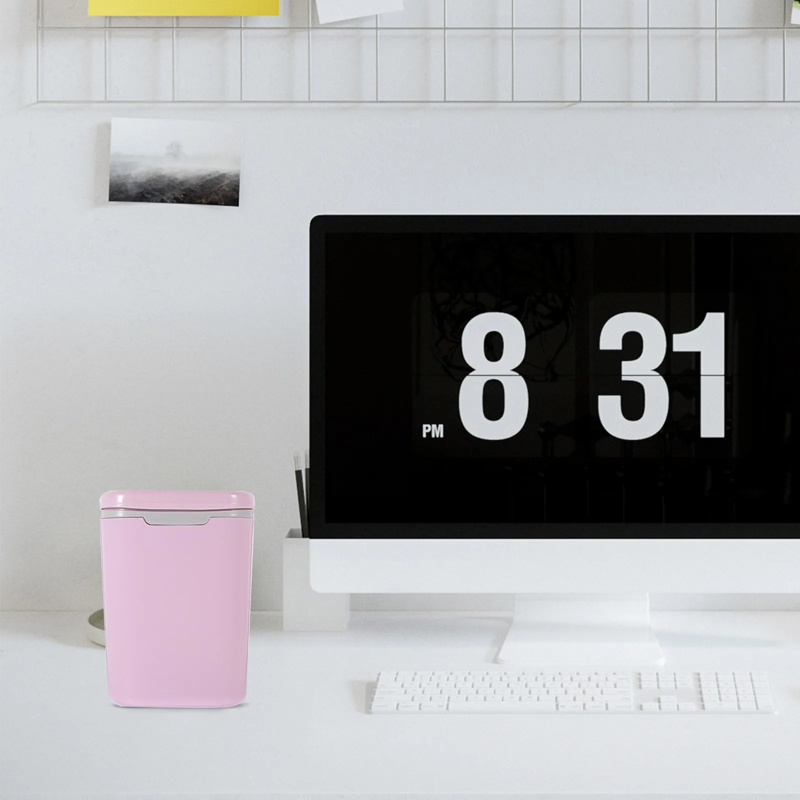 

Mini Desktop Trash Can Small Plastic Waste Basket Compact Garbage Bin for Office Desk Home Living Room Bathroom Kitchen Table