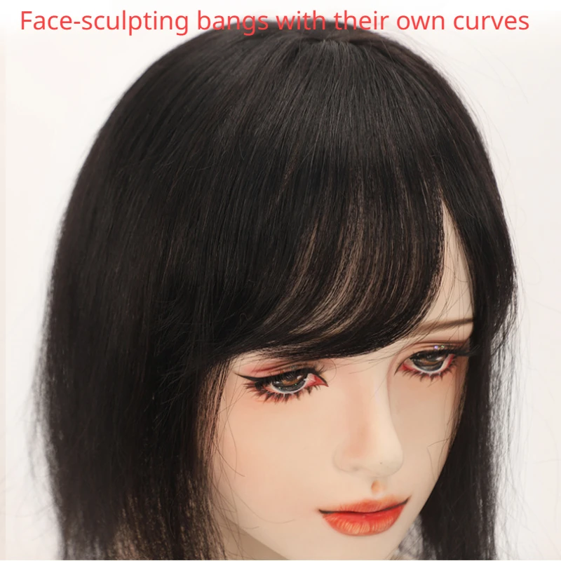 Fashion Hand-woven Breeze Bangs Mini Lightweight Oblique Wig Piece with Its Own Curved Airy Feel Suitable for Women Daily Use