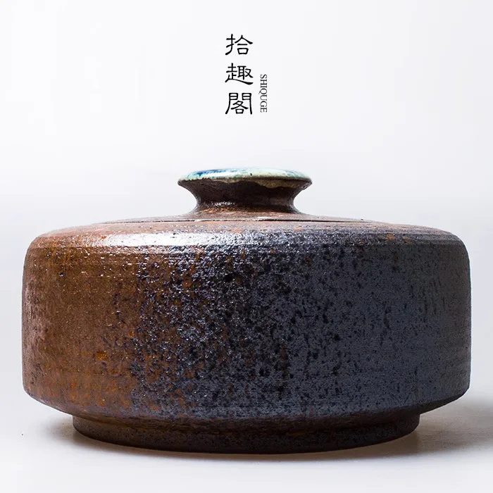 Handmade Rough Pottery Japanese Set, Earthenware Ceramic Pu Erh Awakening Jar, Tea Storage Large