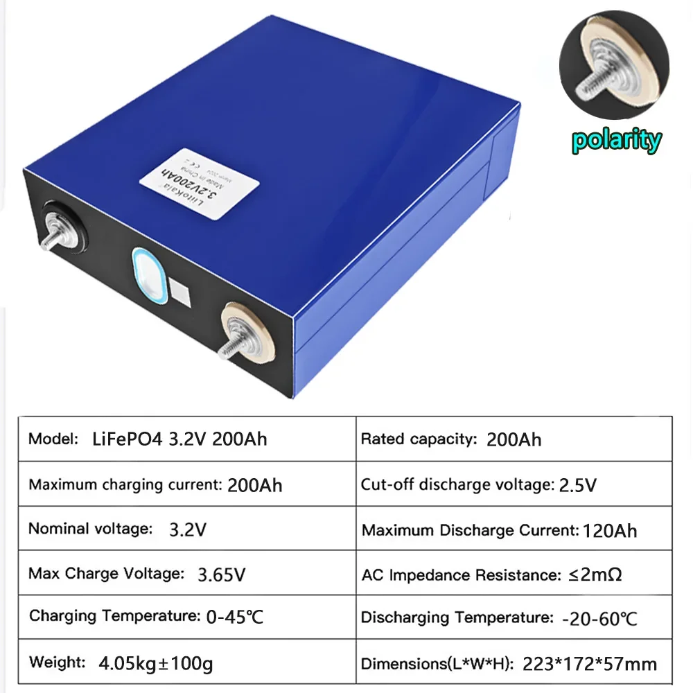 4szt LiitoKala 3.2V 200Ah LiFePO4 Bateria litowo-żelazowo-fosforanowa do inwerterów Campers Wózek golfowy Off-Road Solar Wind