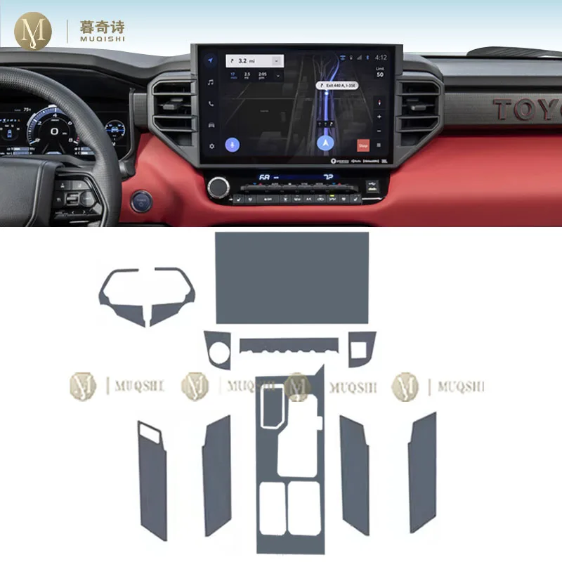 MUQSHI Pre cutting car Interior PPF paint protection film console transparent/matte TPU film refit For Toyota Tundra 2022-2024