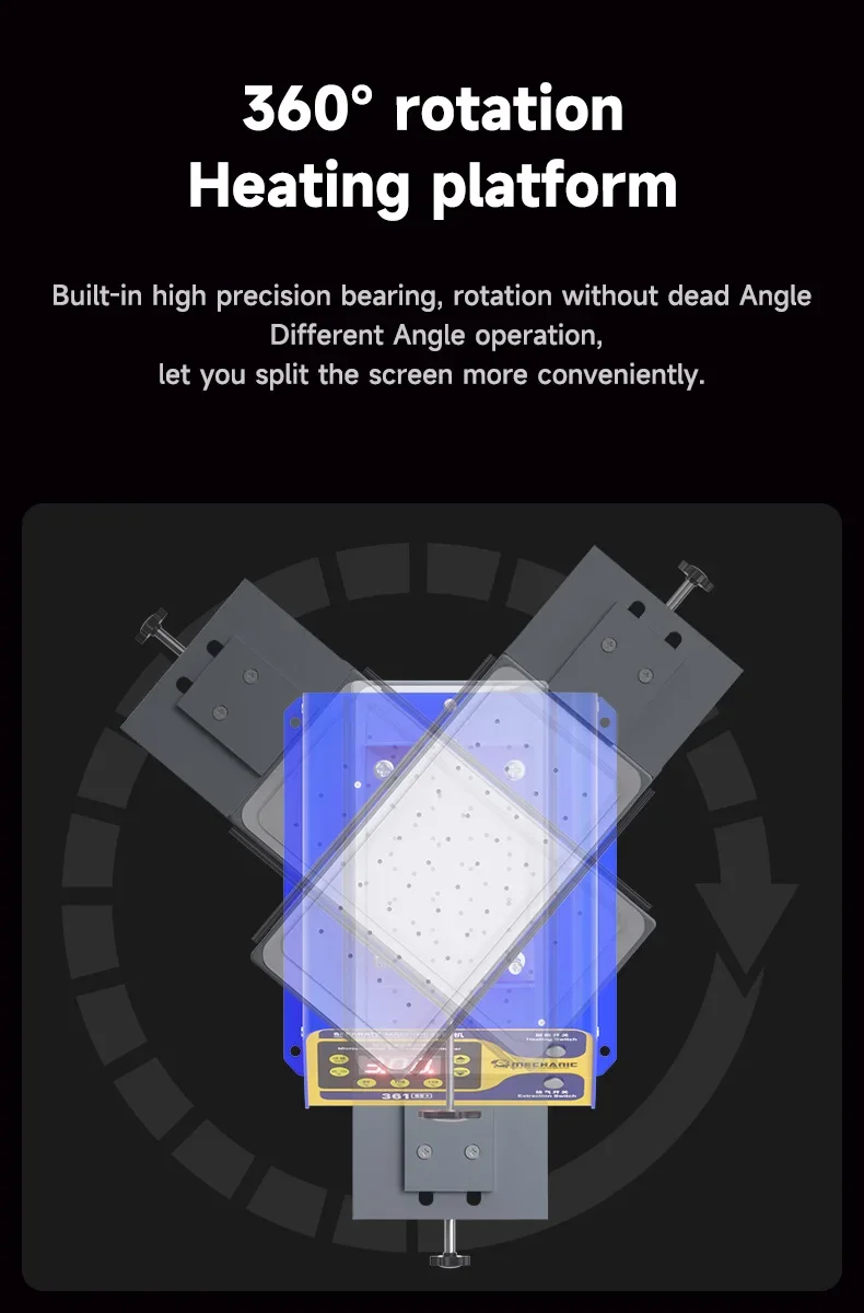 ميكانيكي 361 SE + آلة فصل شاشة LCD متعددة الوظائف منصة تسخين تلقائية لإصلاح الهاتف أداة إزالة الإطار الزجاجي