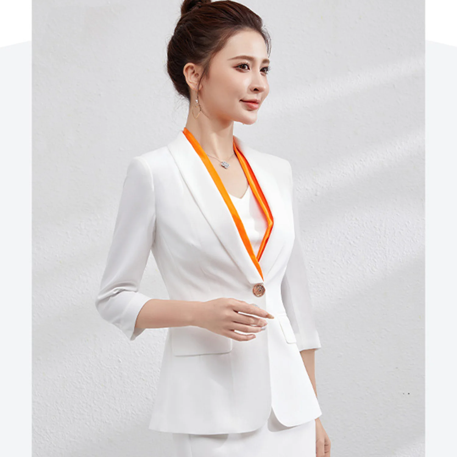 Allingentle Women's Suit 2 Piece Set Fashion1-Button Contrast Lapel Blazer Pantsuit Set for Party Office Work Outfits Customize