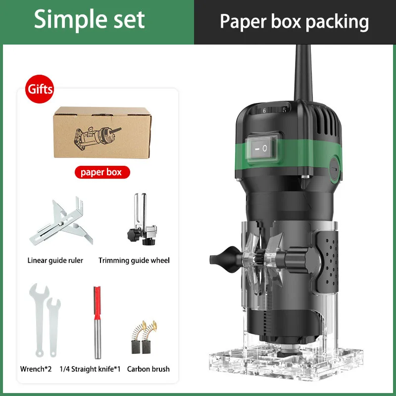 110V/220V 800W Power Woodwork Edge Trimmer 6-Speed Adjustable Woodworking Carving Machine 6.35mm Wood Tenoning Electric Router