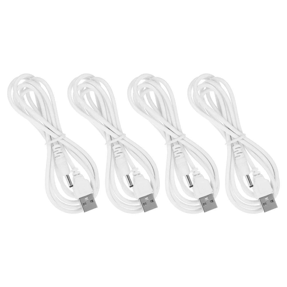 4 Pcs USB Block Charging Cable Cords Dc White Rubber Replacement Cables