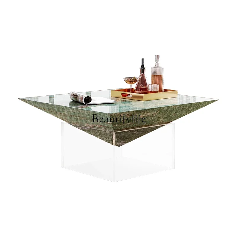 

Italian minimalist square high-end acrylic suspended coffee table light luxury high-end sense