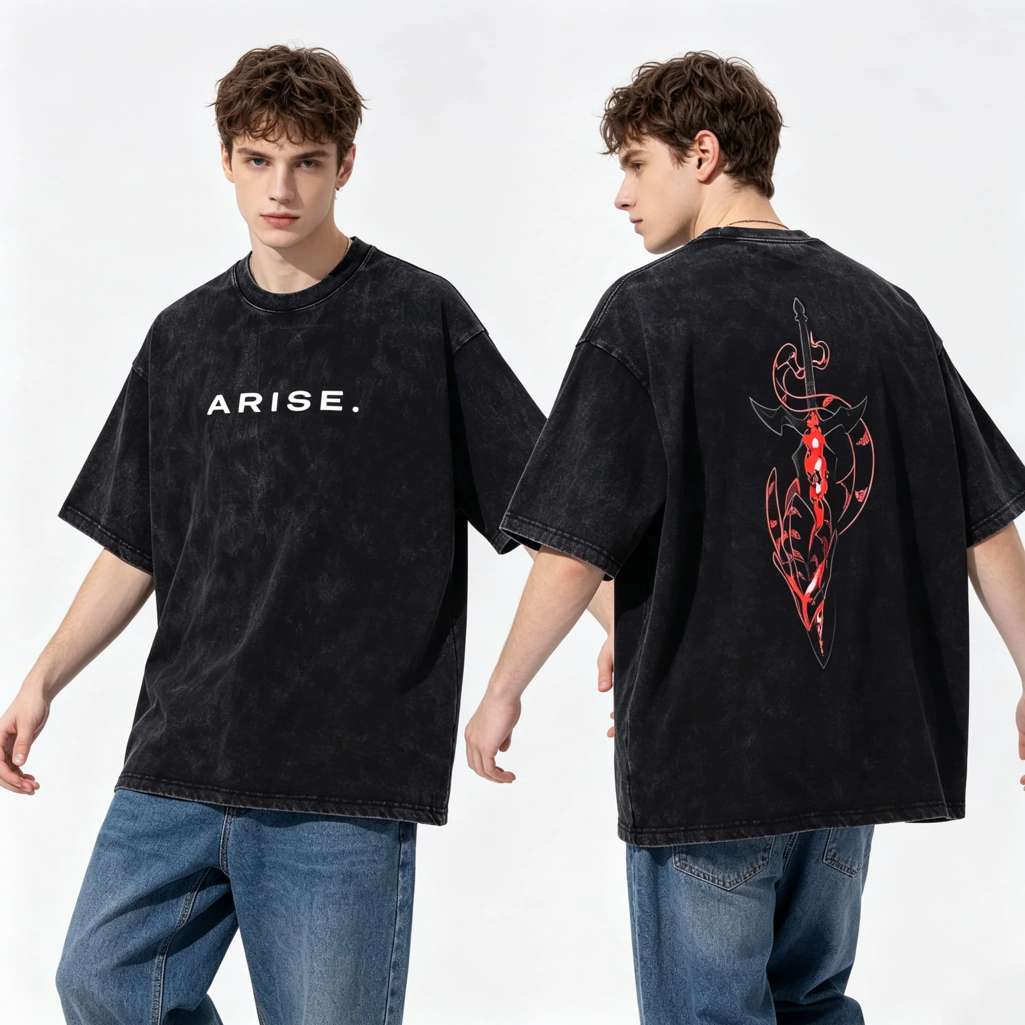 Vintage Solo Leveling Arise Anime Graphic Summer Casual Women's Tshirt Unisex Tee Top Men's Cotton Short Sleeve Washed T shirt