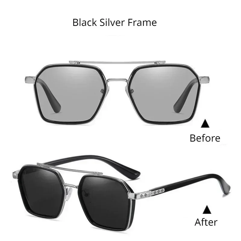 2024 New Intelligent Photochromic Sunglasses Professional Day Night Driver Sunglasses UV400 Retro Luxury Design Glasses Vintage