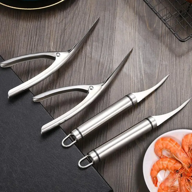 [MOA]Food Grade Stainless Steel Shrimp Peeler Lightweight Easy Operation Perfect For Home Kitchen Seafood Cooking[MOA]