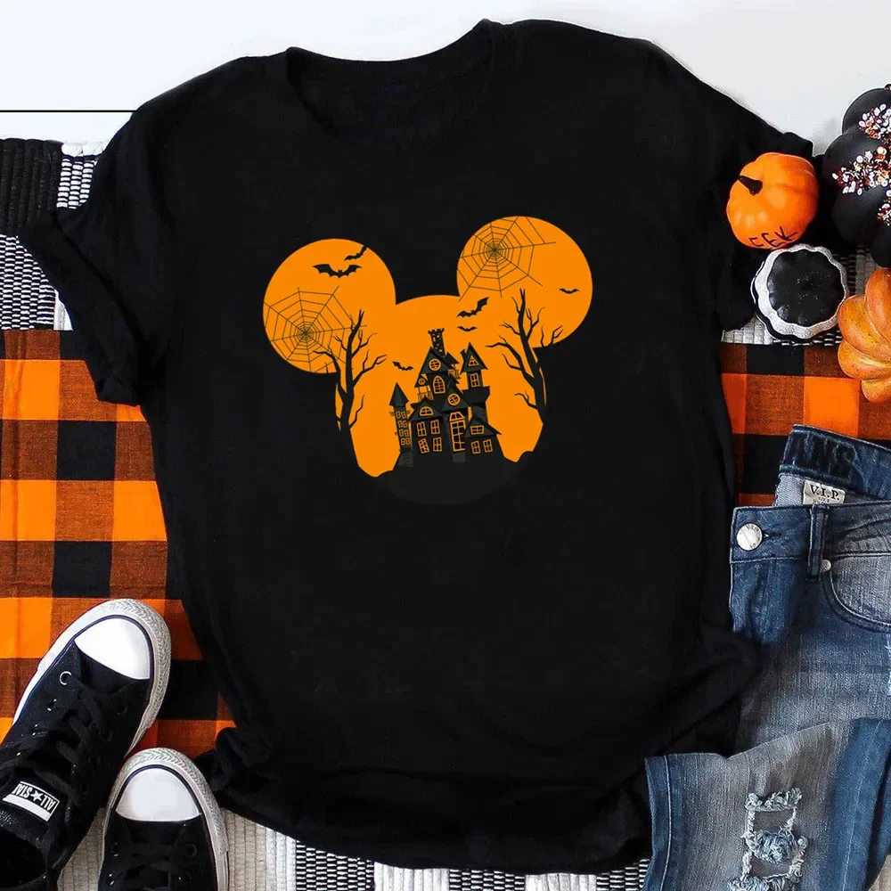 Funny Mickey Minnie Mummy Print Disney Children Cotton T Shirts Trick Treat Fashion Halloween Cute Kid Clothes Girls Streetwear