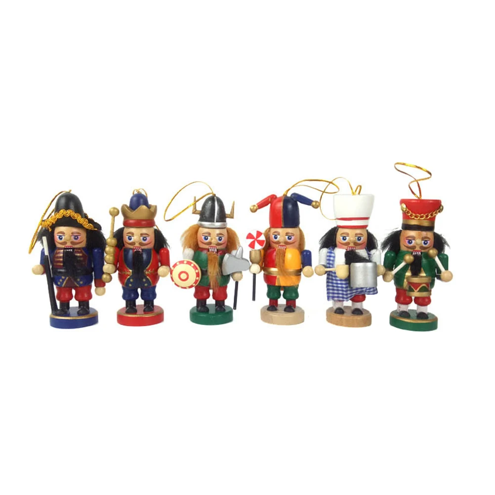 

6 Pcs Figures Wooden Christmas Decorations Reusable Festive nament Living Room Bedroom Christmas Puppet Decor