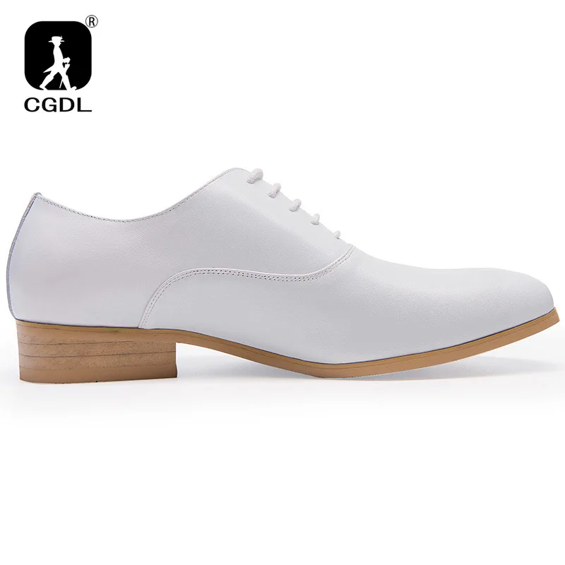 3CM Heels Men Wedding Shoes Genuine Leather White Black Oxford Dress Business Suit Shoe Lace Up Point Toe Formal Shoes Handmade