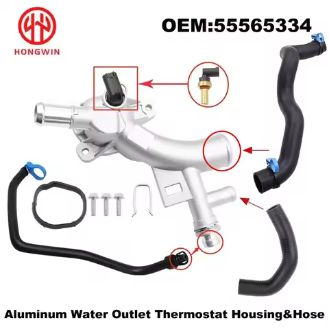 Aluminum Coolant Thermostat Housing Water Outlet &amp; Inlet Hose For Chevrolet Cruze Sonic Trax Buick Encore 1.4L 25193922 55565334