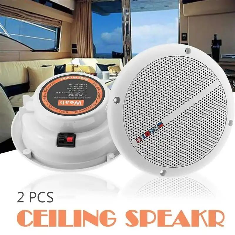 A Pair 7 Inch 2-Way Outdoor Waterproof Ceiling Speakers 60W Household Bathroom Car Boat Yacht Home Full Frequency Audio Speakers