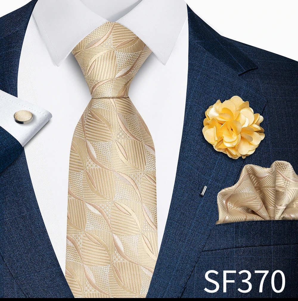 Großhandel Mode 8 cm Krawatte Taschentuch Manschettenknopf Pin Set Männer Krawatte Lila Paisley Anzug Zubehör Fit Hochzeit Geburtstag Geschenk – Detail 28
