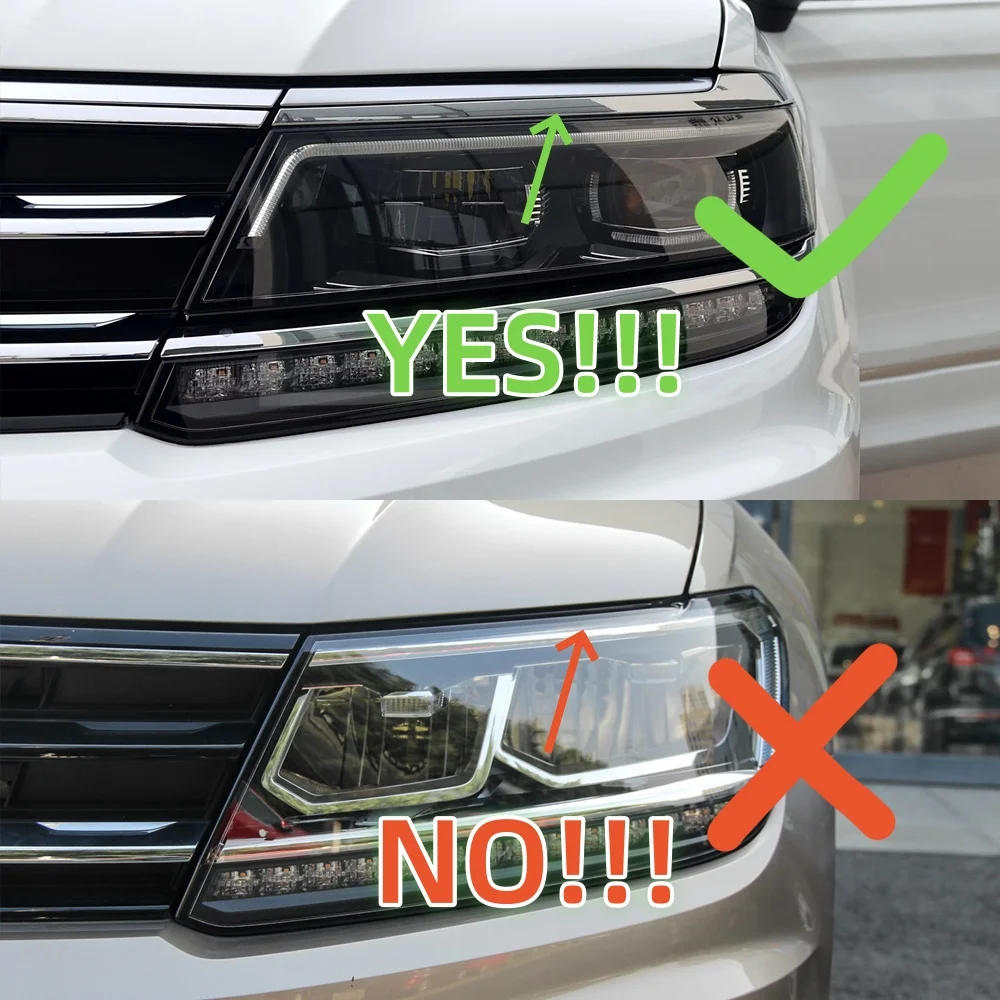 For Volkswagen Tiguan MK2 2017-2021 Car Front Bumper Mesh Center Grille Grill Moulding Strips Stickers Body Kits Accessories