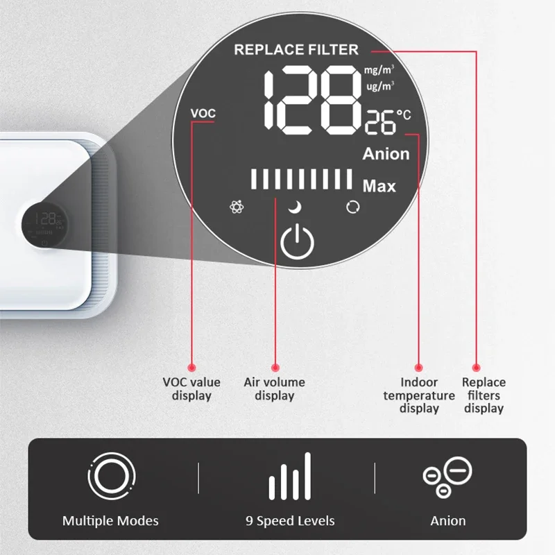 Home Wall-Mounted Dual-Function Air Purifier with Heat and Cooling Exchange Removes Formaldehyde, Bacteria, Pet Dander, and Odor