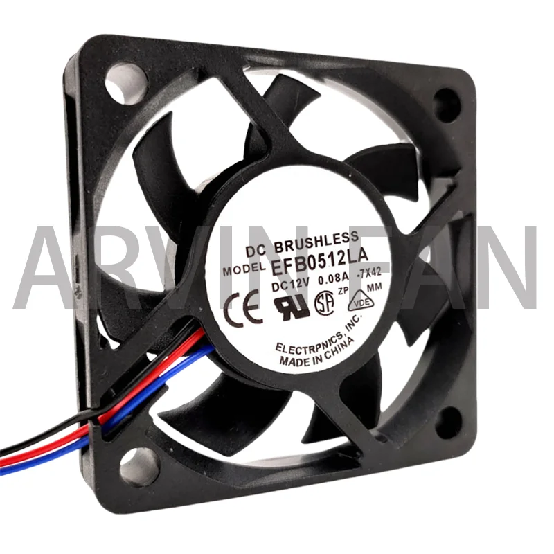 Ventilador de Refrigeração Axial Ultra-Fino, Tach Magro, 5cm, EFB0512LA, 5010, 12V, 0.08A