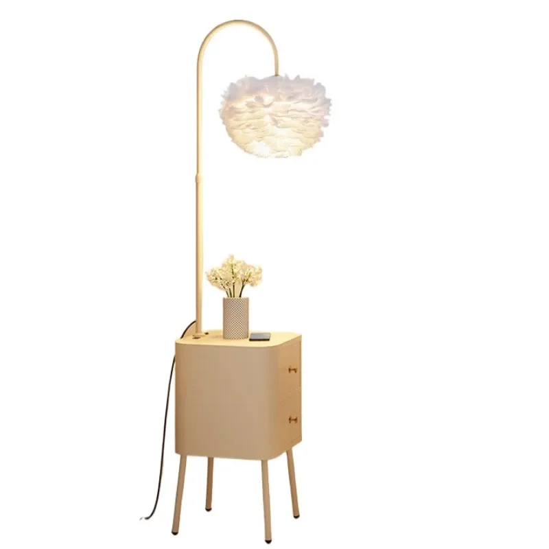

Cream wind floor lamp integrated shelf living room sofa next to decorative art atmosphere