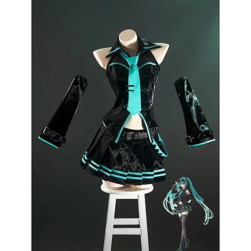 cosplay-sexy-full-set-of-hatsune-miku-16th-formula-clothes-black-liquid-leather-cos-clothes