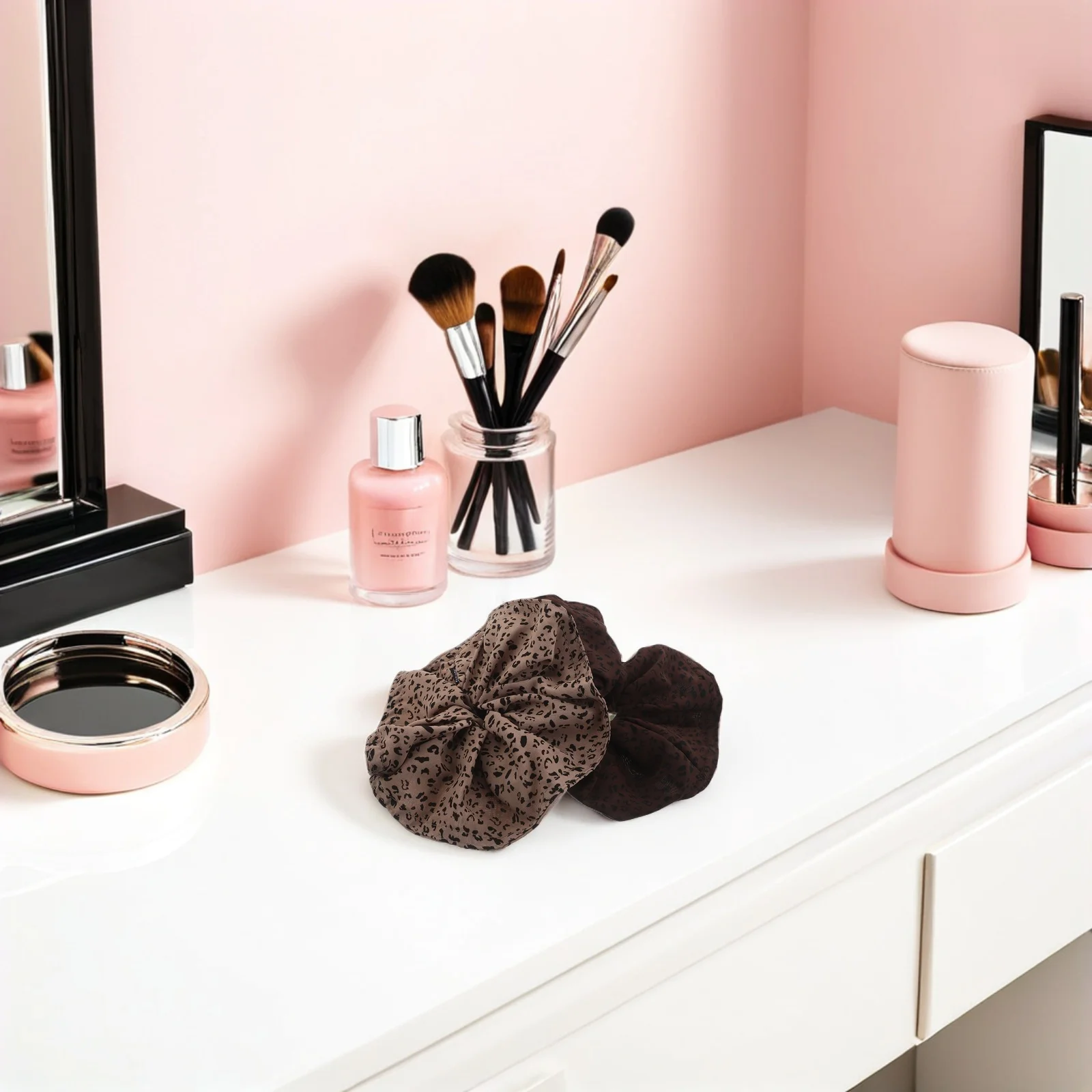 

2Pcs Leopard Print Hair Scrunchies Large Thick Elastic Ponytail Holders Hair Accessories for Women Stylish Low Ponytail