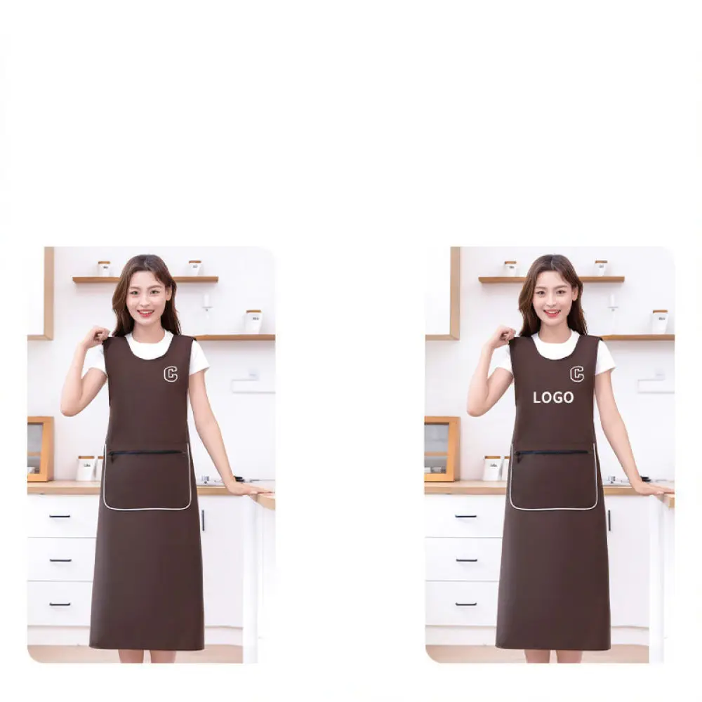 Long Oversized Kitchen Apron Waterproof Oil Resistant Workwear Sleeveless Cooking Tabard For Home Cafe Waiter Uniform Adult