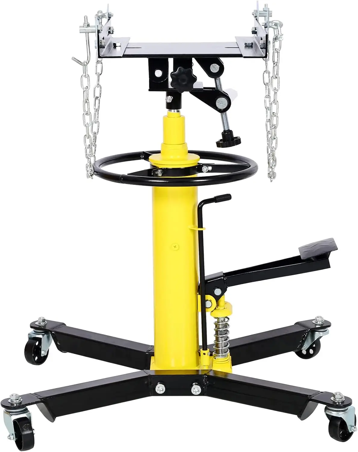

2 Stage 1660lbs Telescopic Transmission Jack with Pedal 360° Swivel Wheel Adjustable Height Hydraulic Jack for Car Lift 0.75 Ton