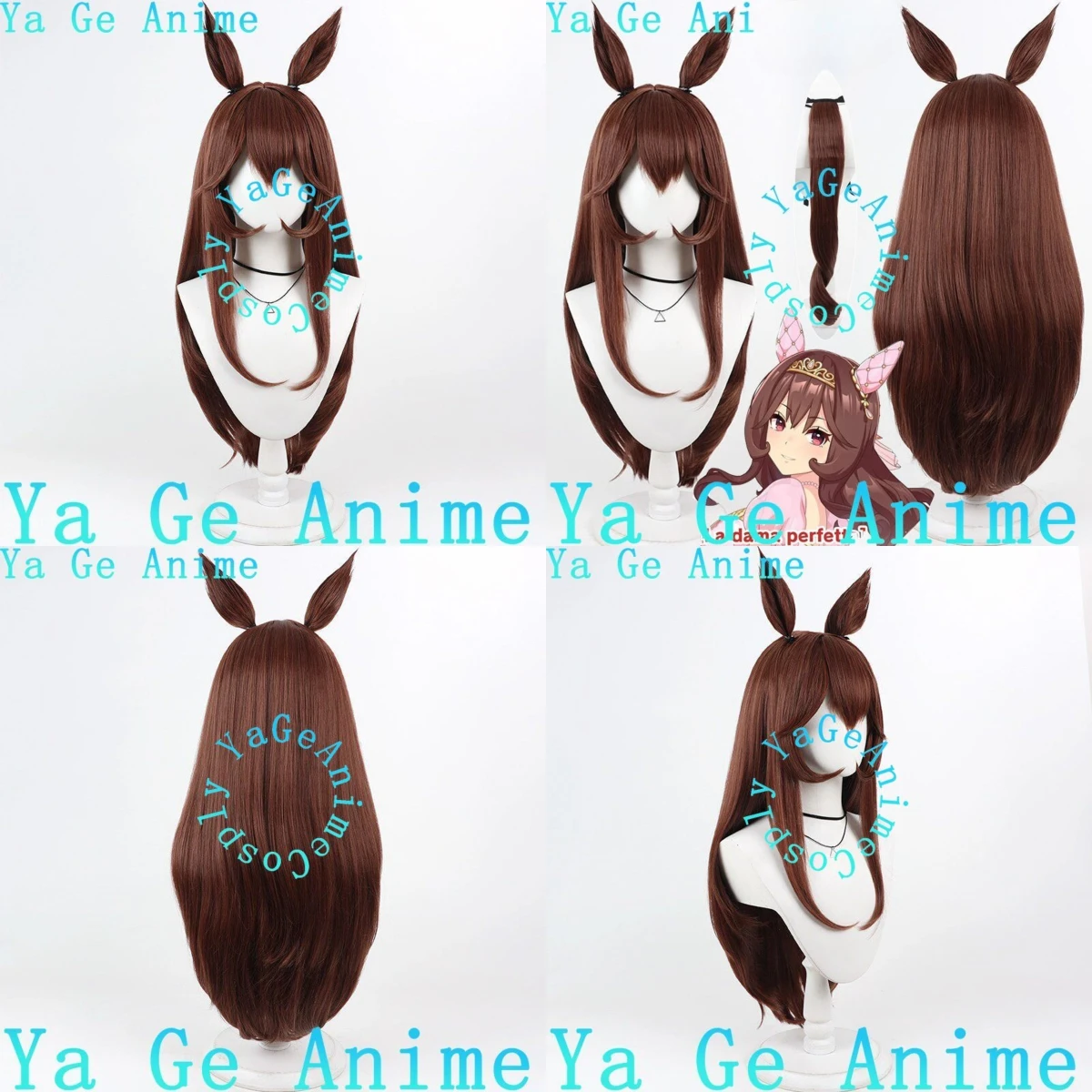 Game Uma Musume Gentildonna Costume Role Playing Synthetic Wig Elegant Racing Girl Halloween Costume Hairstyle
