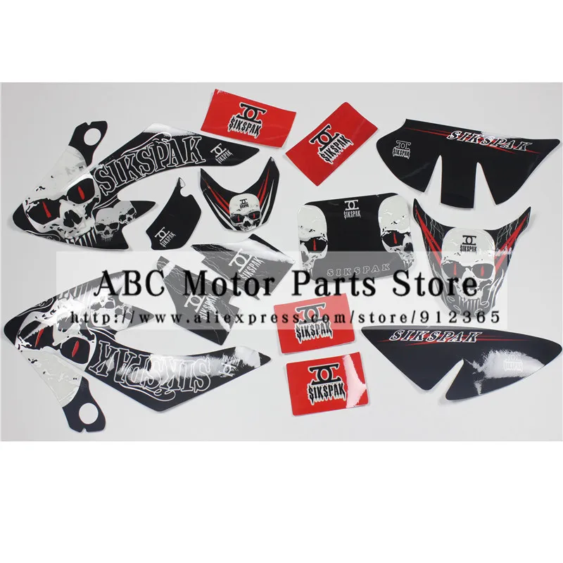 Pit dirt Bike  3M waterproof decals stickers CRF50 Decals Emblems Stickers Graphics CRF50 SSR SDG DHZ Thumpstar Red/Black Colour