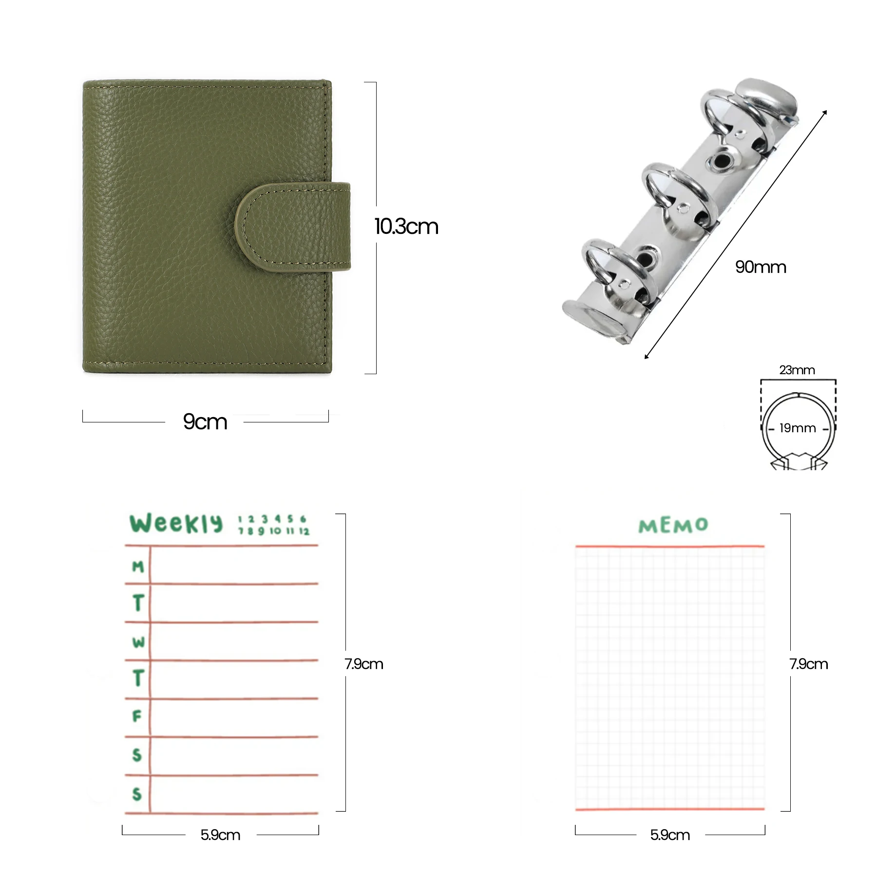 Imagem -02 - Joyir-caderno de Anel de Couro Genuíno Mini Carteira Organizador de Anel Diário de Viagem Tamanho a9 Regular Planejador de Anéis de Buracos 19 mm