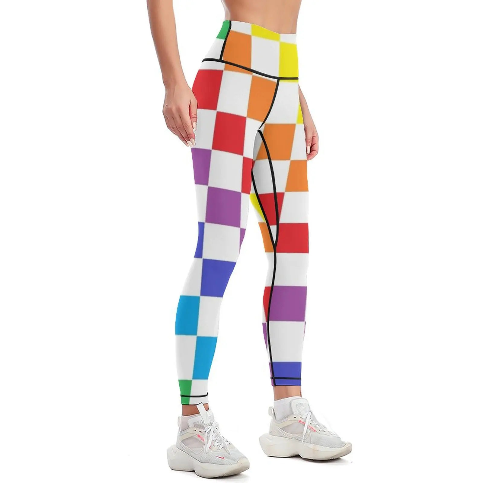 Checkered Rainbow Leggings Jogger pants sports for gym Sports pants woman Womens Leggings