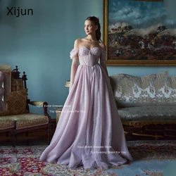 Xijun Lavender Princess Wedding Dresses Pearls Off The Shoulder A-Line Bridal Gowns Formal Evening Dresses 2024 Occasion Gowns