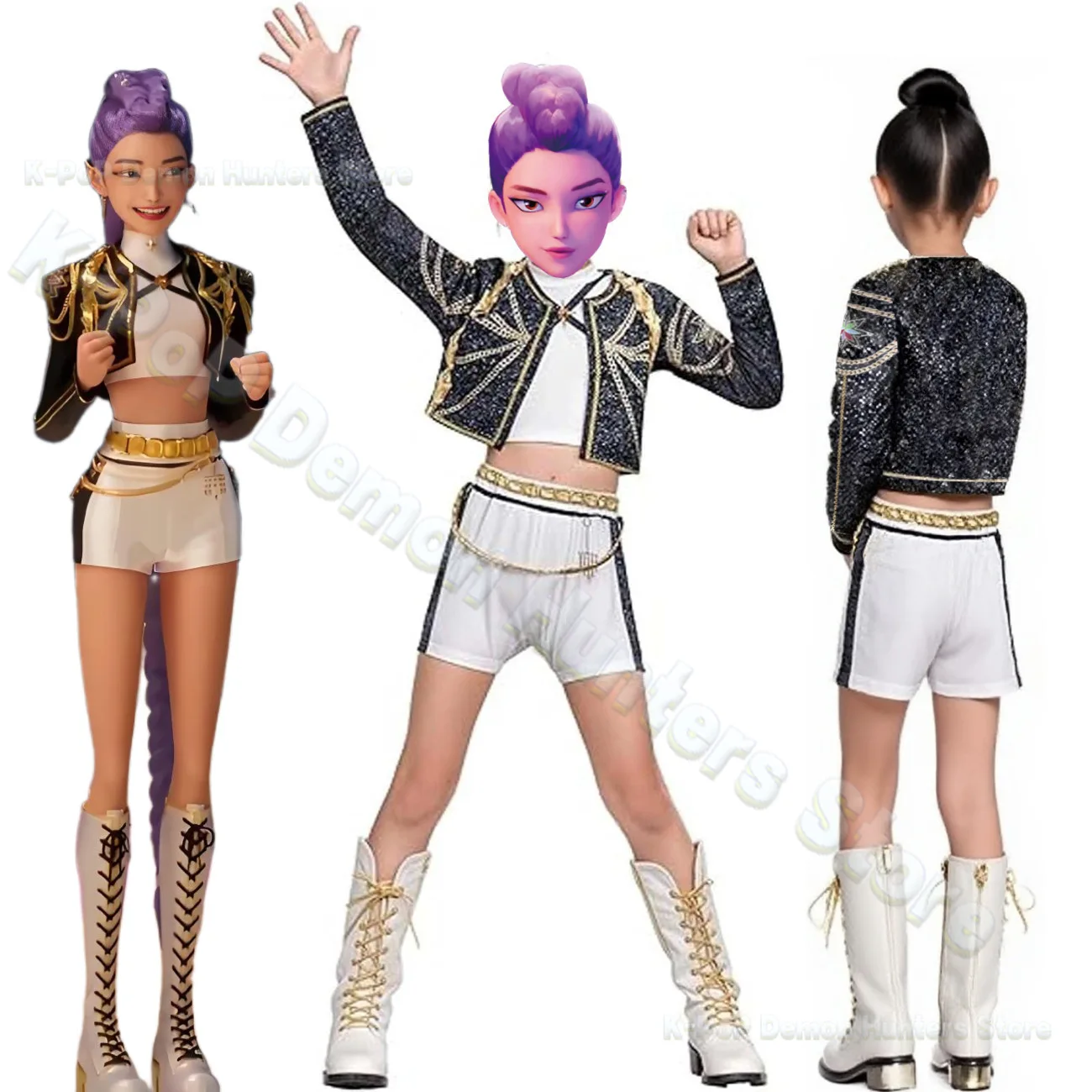 2025 Kpop Demon Hunters Cosplay Kostuum Kinderen Meisjes Jas Vest Rok Kpop Groep Idool Kleding Halloween Carnaval Party Pak Rumi