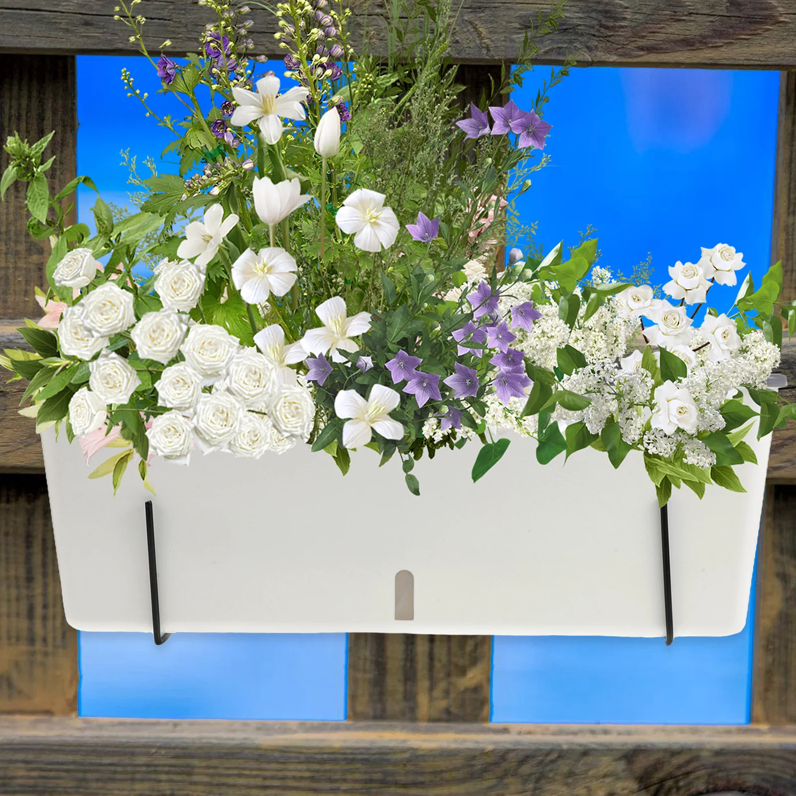 

1 Set Rectangular Plastic Vegetable Planter Box With Water For Balcony Windowsill Gardening Durable Hanging Flower