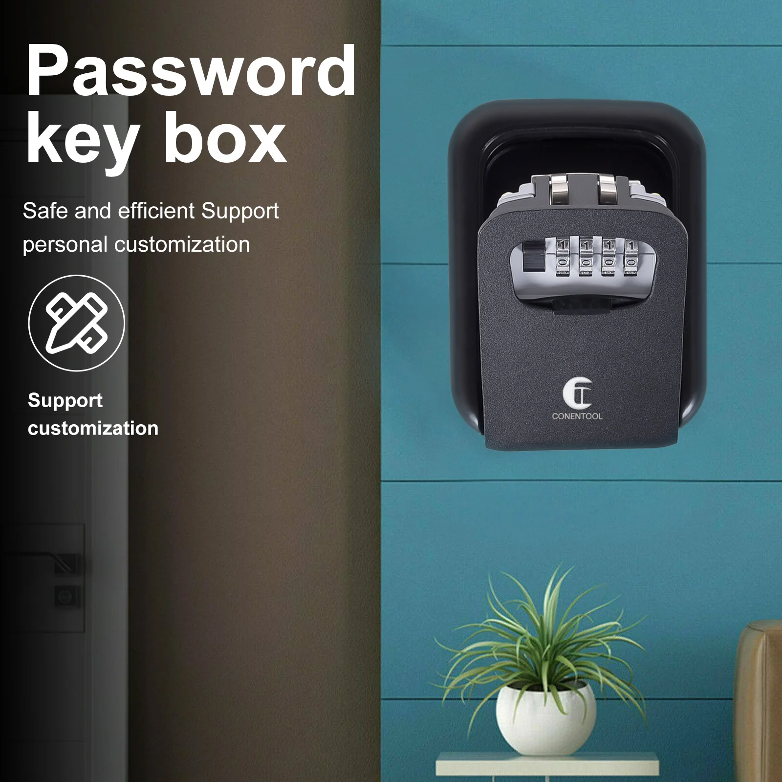 Key Safe Lock Box 4 Digit Code Lockbox Password 5 Keys Storage Lock Box For Home Lockable Key Holder Outdoor Combi Lock Case