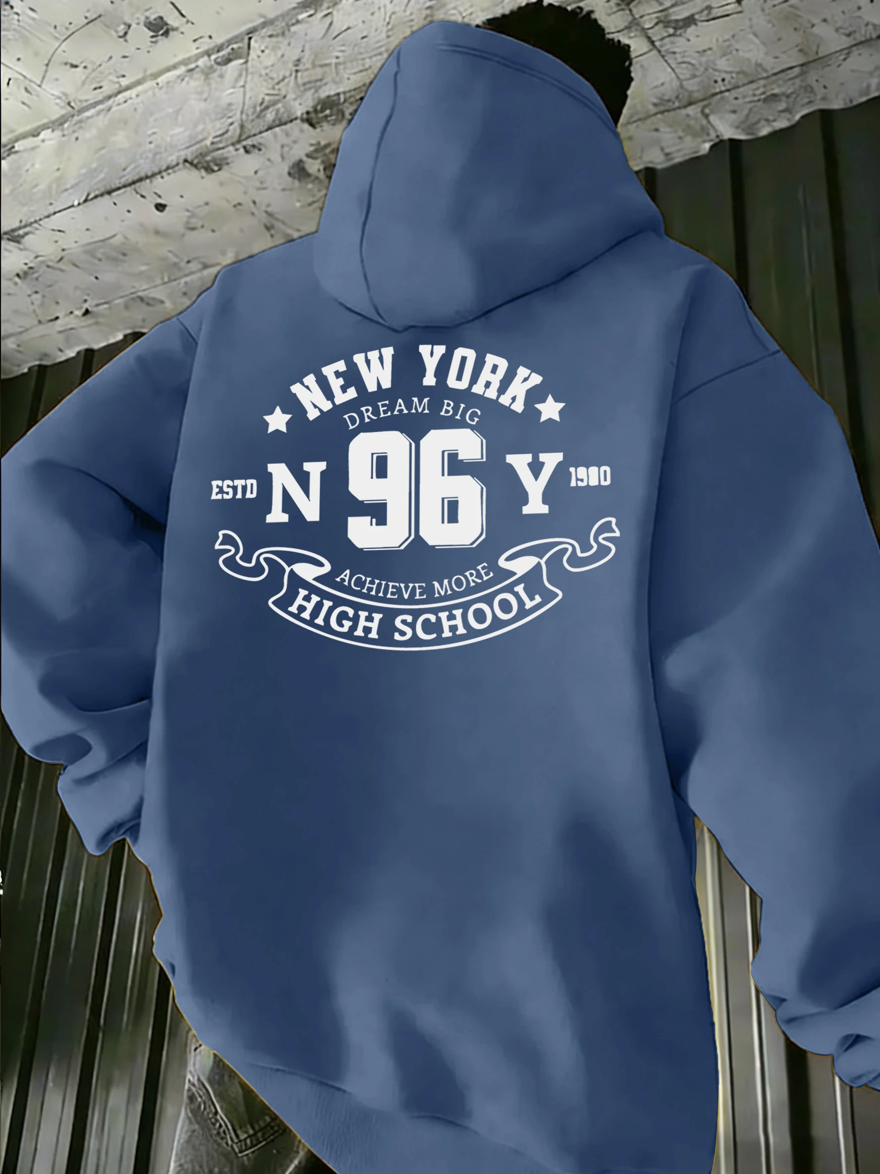 

Мужская толстовка с принтом New York Number 96 High School, модная флисовая теплая толстовка, винтажный повседневный пуловер с длинными рукавами, свободная базовая одежда