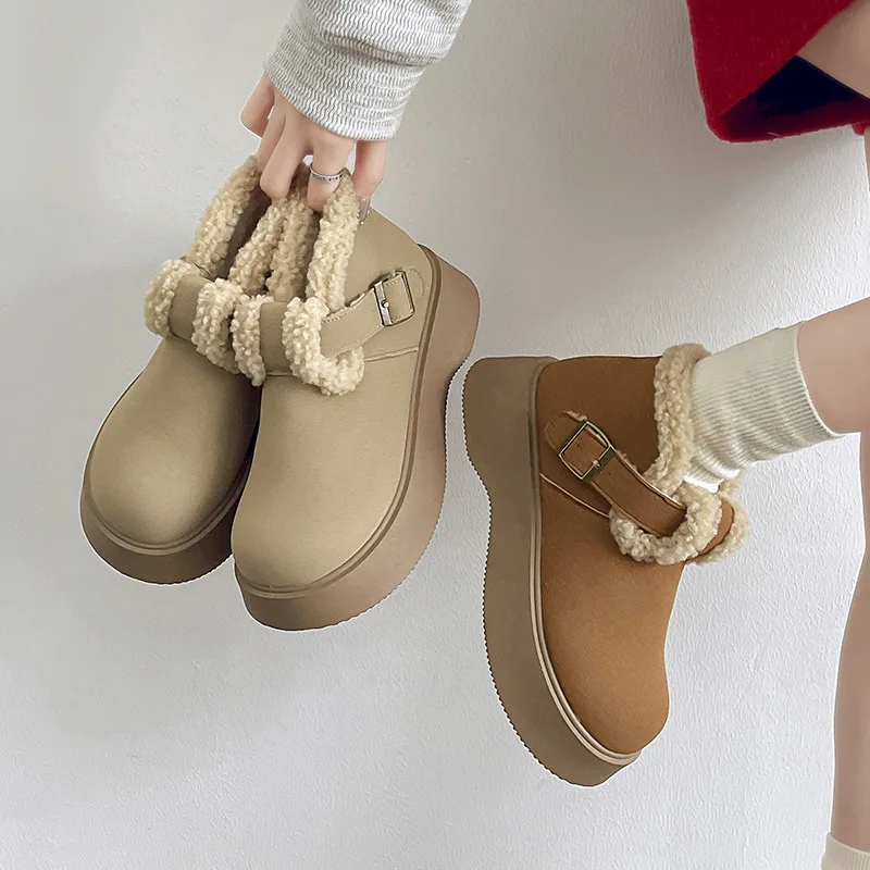 Thick Snow Warm Women's Winter Shoes with Fleece 2024 Winter New Slip-on Woolen Shoes