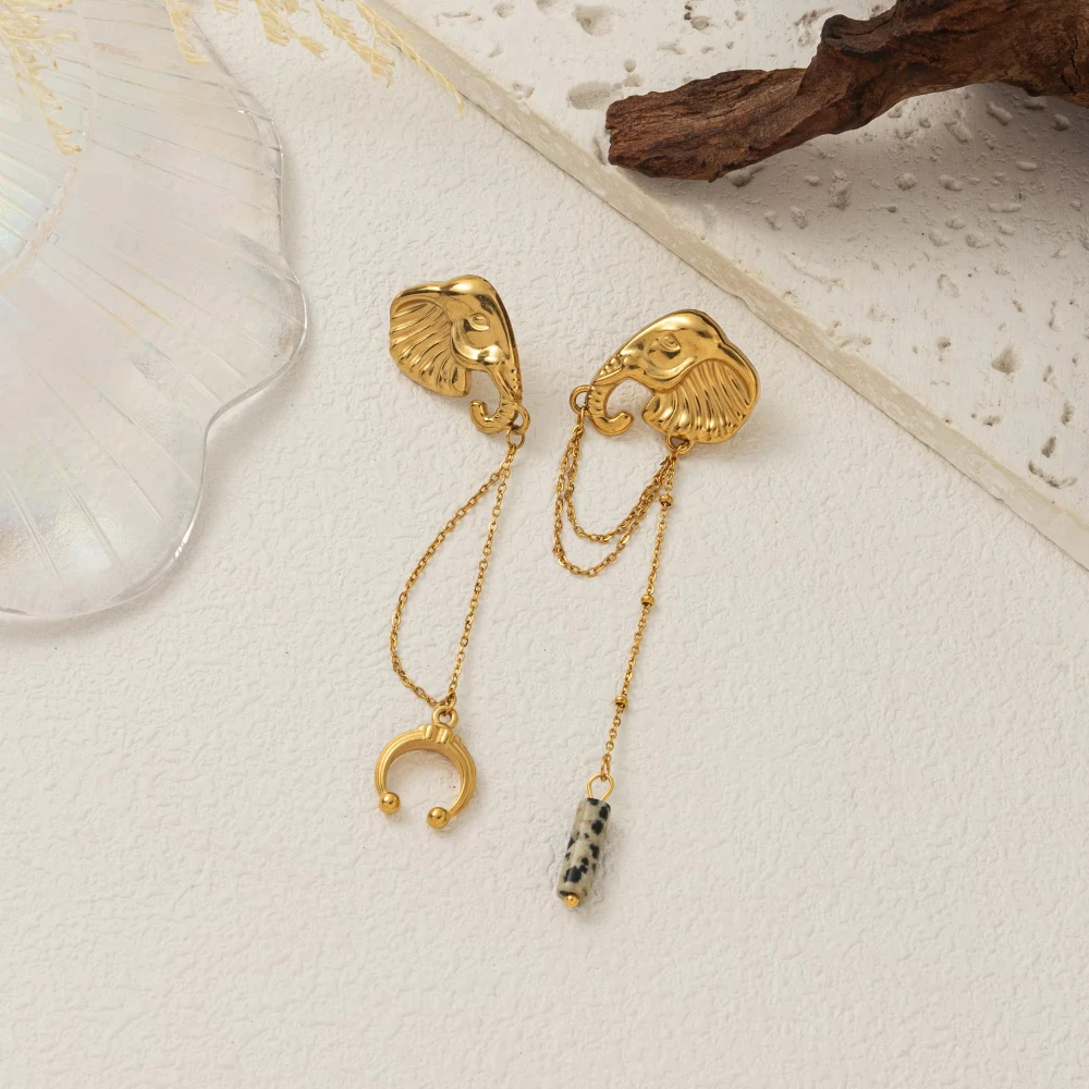 أقراط عصرية للنساء بتصميم متخصص على شكل فيل من الفولاذ المقاوم للصدأ #1