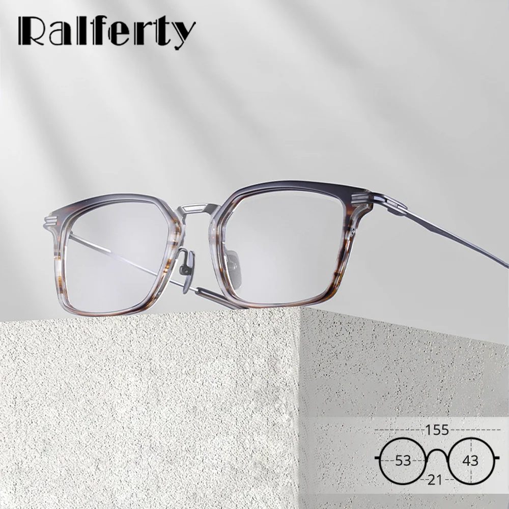 

Ralferty Acetate Titanium Glasses Frame Male Unisex Myopia Prescription Eyeglass Frame For Men Women 155mm Wide Big Head Square
