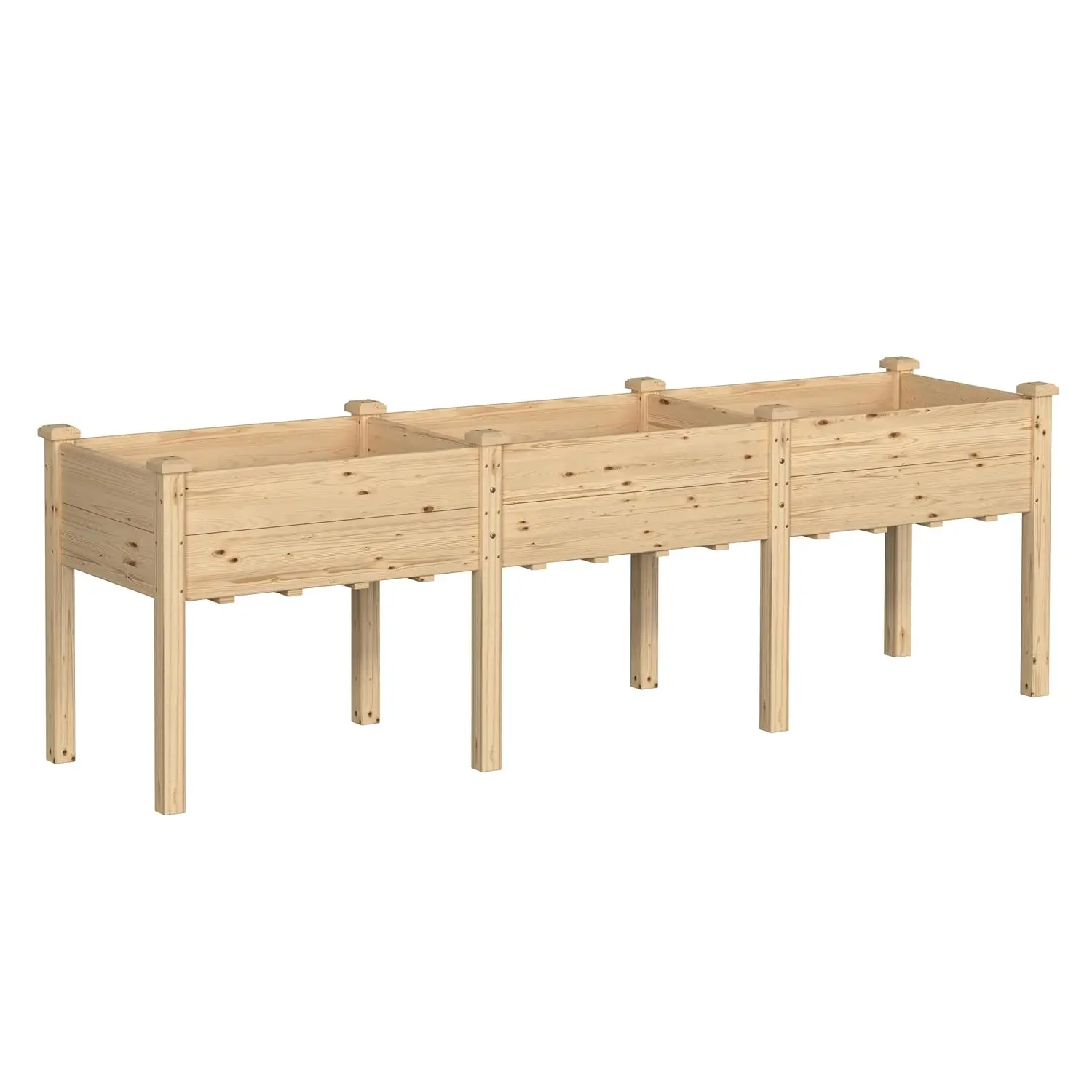 96''L x 24''W x 30''H Outdoor Cedar Garden Bed, 2x8 FT Raised Garden Bed with 9 Drainage Holes & 8 Legs, Elevated Planter Boxes