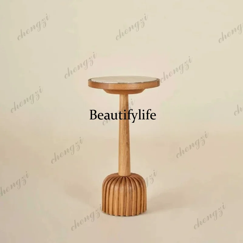Retro solid wood coffee table log style, creative light luxury household corner few Nordic small bar counter
