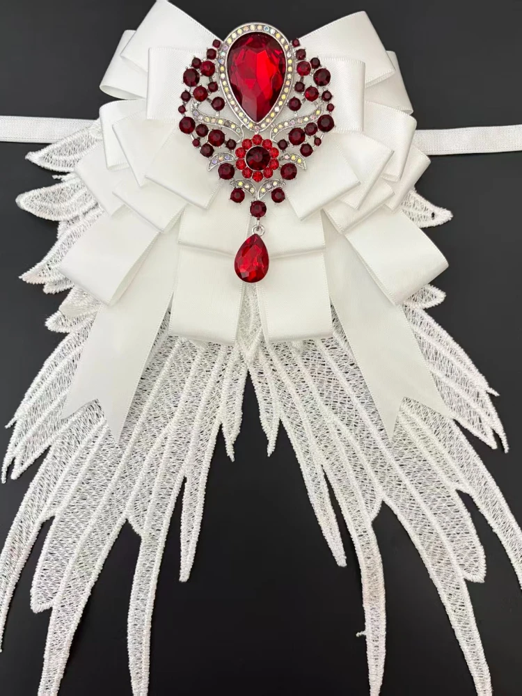 Luxury Rhinestone Mesh Wing Bow Brooch  Elegant Banquets Dress and Wedding Shirts Lapel Flower Bow Tie  Unisex Gift Accessory