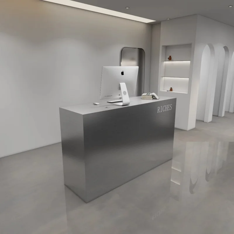 Stainless Steel Reception Desks Luxury Hair Care Small Reception Desks Simple Designs Office Furniture Banco Reception ZY40JDT
