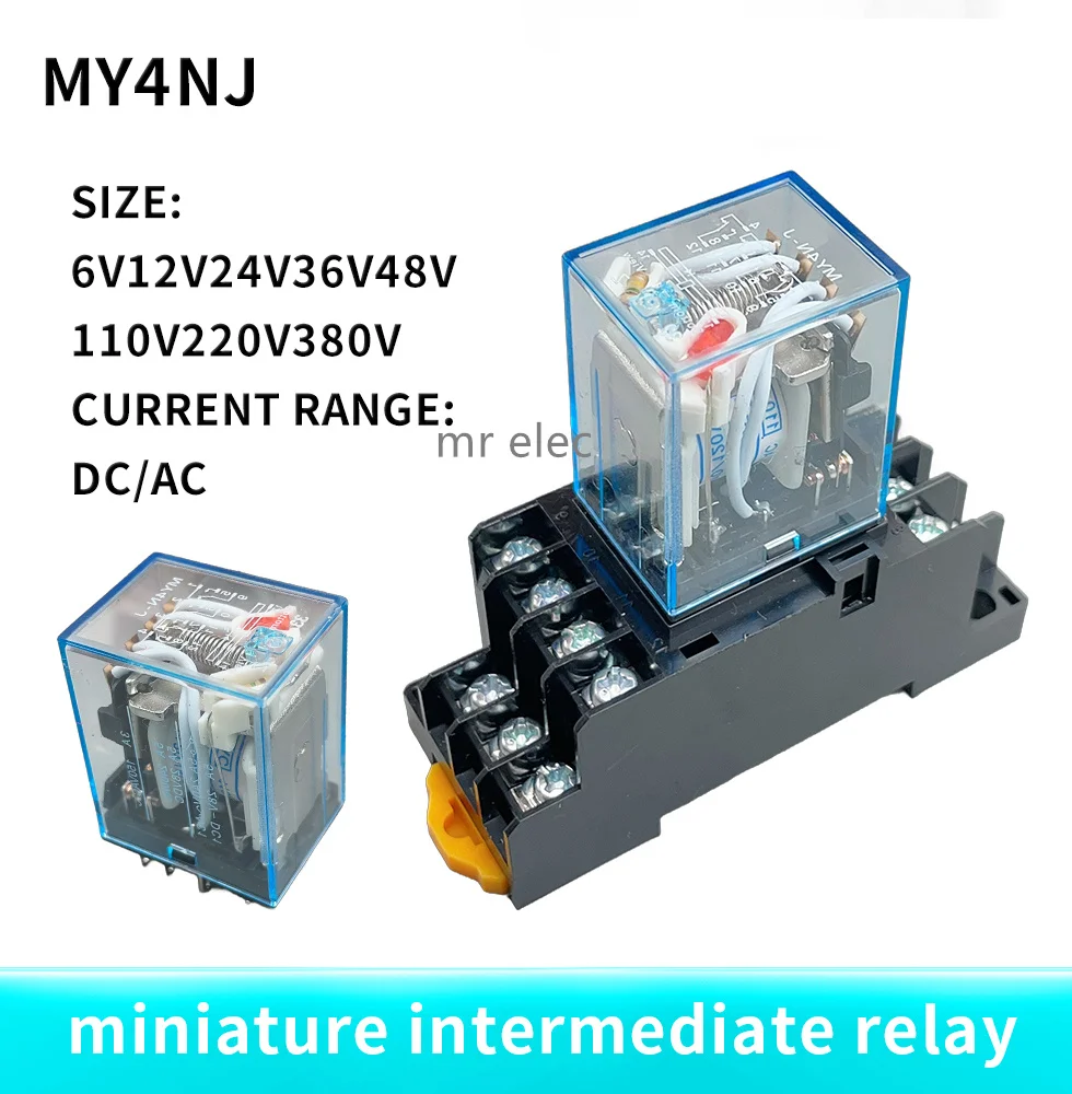 1PCS MY4NJ relay HH54P MY4N-J 14 Pin AC/DC 12V 24V 36V 48V 110V 220V 380V Mini Relay Intermediate Electromagnetic Relay
