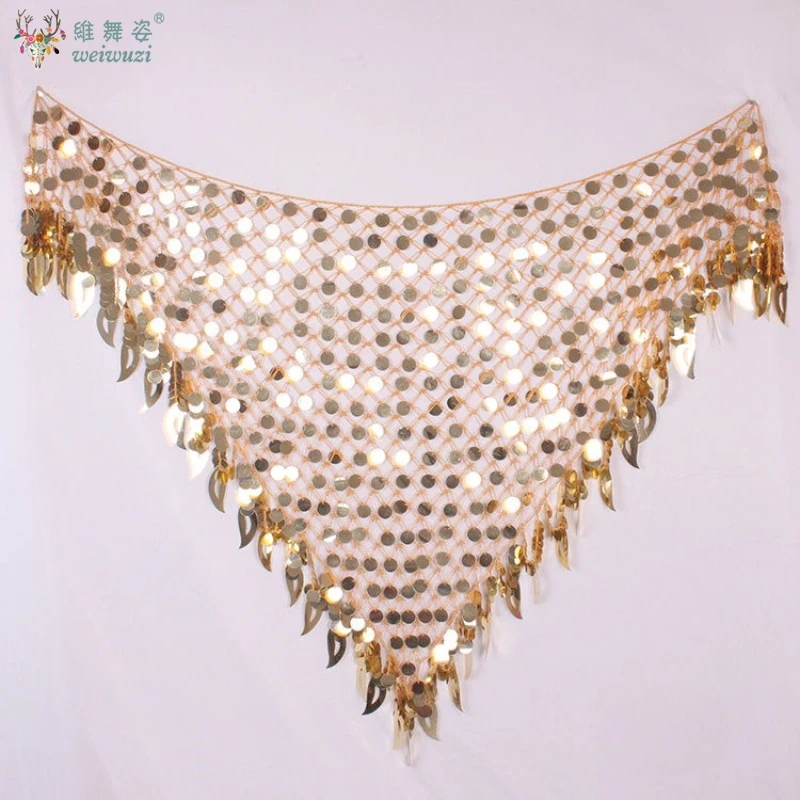 ملابس رقص البطن بلينغ تألق الترتر وشاح الورك القبلية هامش شرابة تنّورة ملفوفة حزام النساء Dancewear الإكسسوار بلون