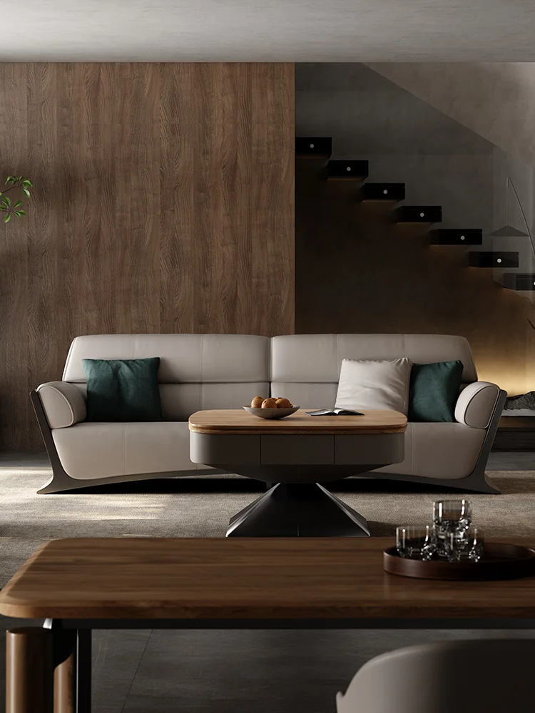 Leather sofa, luxury villa, whole house furniture, high-end sense of new special-shaped sofa