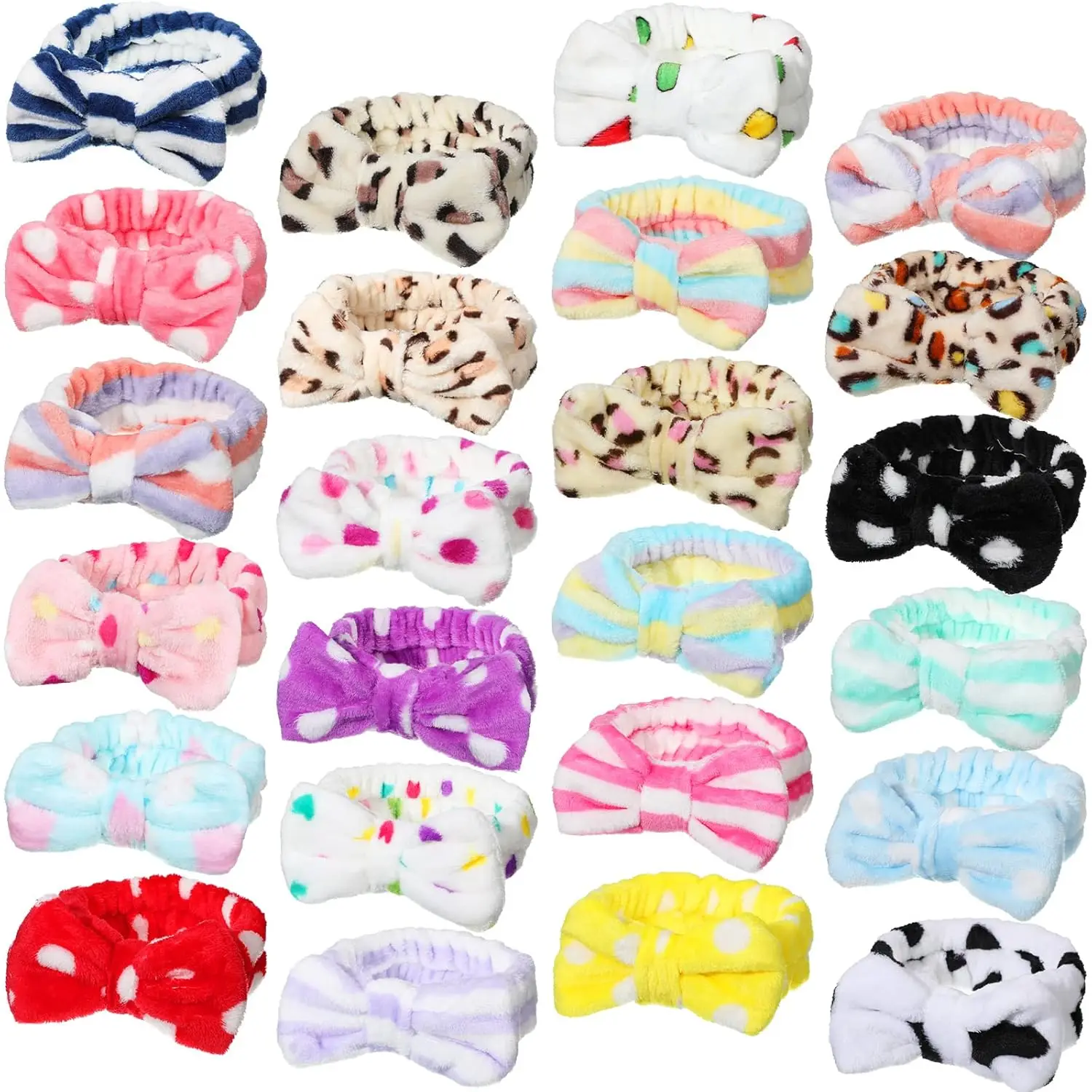 

24 шт. Пушистые плюшевые повязки для волос для женщин, винтажный минималистичный дизайн, для умывания и душа