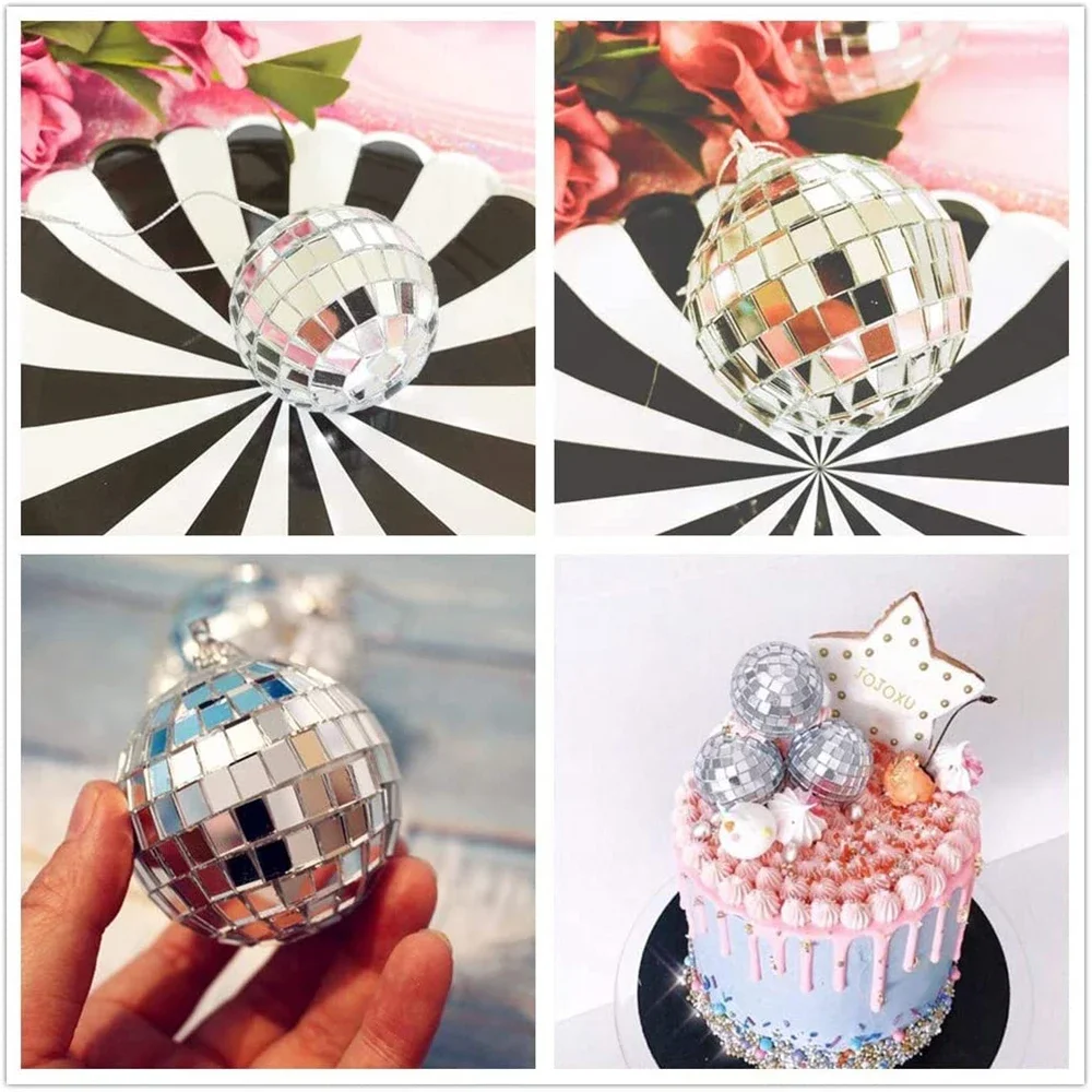 2-10cm Mirror Disco Ball 70s 80s Party Decors Reflective Ball Hanging Ornaments for Christmas Birthday Party Wedding Decorations
