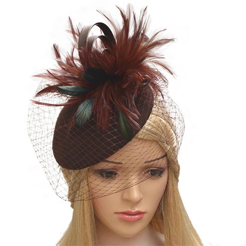 NEW Veil Women Fascinator Pillbox Felt Wool Cocktail Race Hat Wedding Cocktail  Party Formal Dress Hats T167